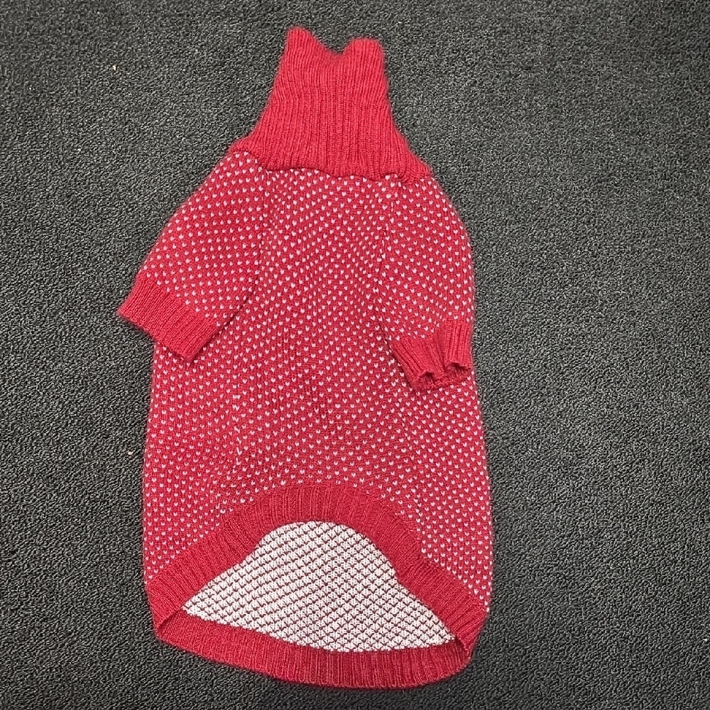 Cozy Red Knit Dog Sweater - Picture 3 of 7